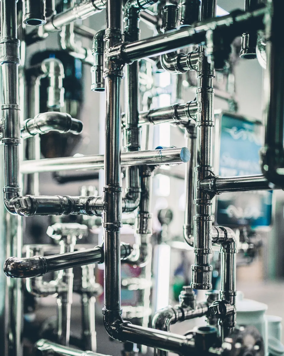 Chrome process pipework in an industrial plant